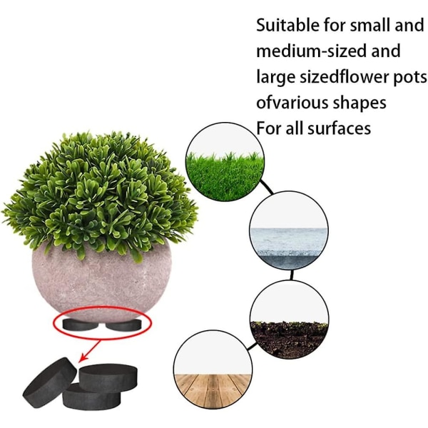24st osynlig blomkrukfot - svart gummifot för växtuppfödning - självhäftande dyna för medelstora och stora krukor