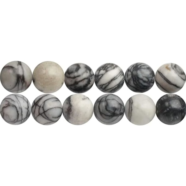 SKYBEADS Svarte årete naturlige Picasso jaspisperler for smykkefremstilling 6mm lengde 38-40cm ca. 60 stk