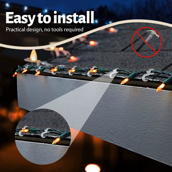 120 st Utomhus julljusklämmor Mini takrännskrokar väderbeständig plast S rännklämmor för julfest Utomhus strängljusdekoration