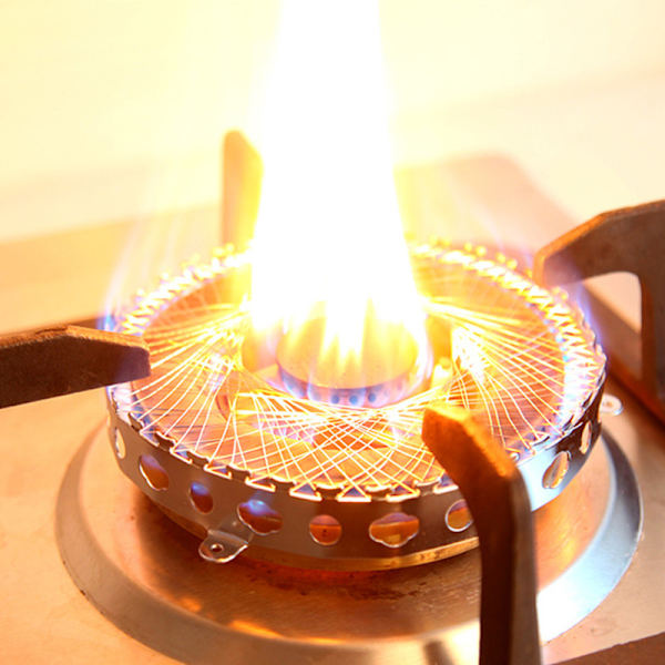 Rund gasskomfyr i rustfritt stål, spesialdeksel, poly vindtett, energisparende nett, gasskomfyr, refleksring