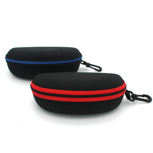 2-delt EVA glidelåsveske stor komprimert solbrilleveske rød stripe + blå stripe