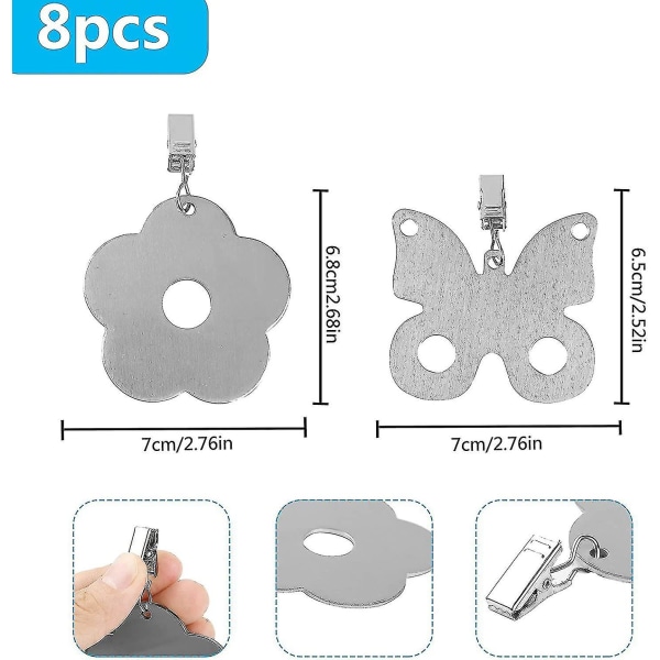 Bordsduk motvikt, 8 st utomhusbord och bordsduk motvikt, dekorativt rostfritt stål bordsduk klämma