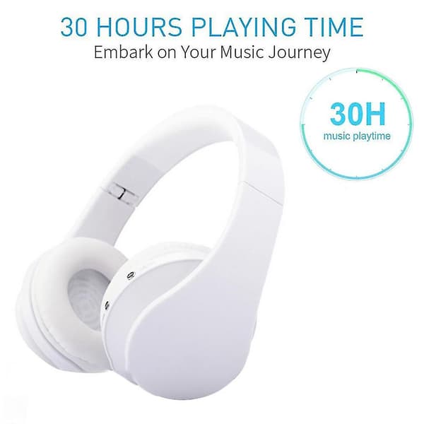 Bluetooth-hovedtelefoner trådløse, over-ear-headset med mikrofon, hvid