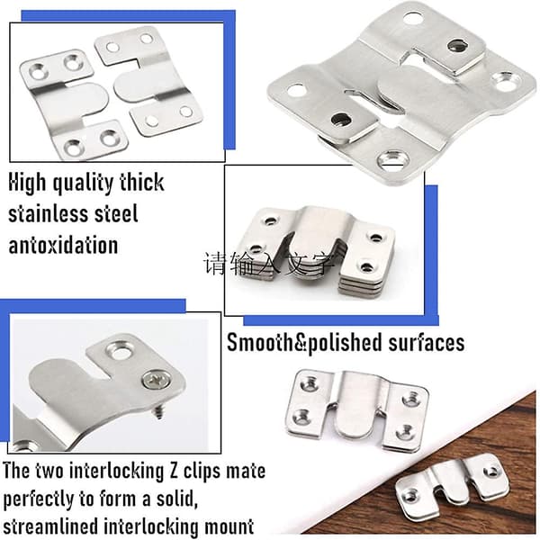 10 stk. Flush Mount Beslag Skjult Montering Beslag Interlocking Hængespænde Rustfrit Stål Interlocking Billedrammekrog 10pcs 1.7X0.7in