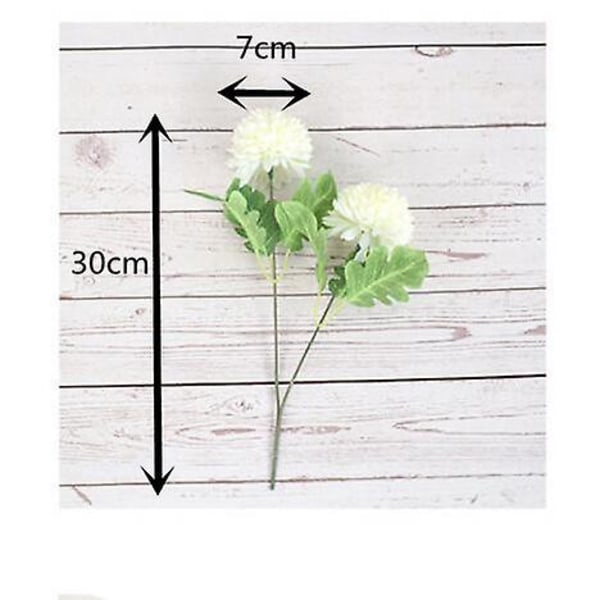 Konstgjorda hortensia bukett silke konstgjorda blommor och blad, plastblommor arrangemang utan vas för bröllop hem kontor dekorati White