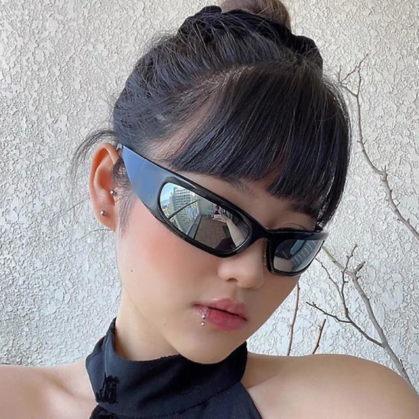 New Moon rektangulära solglasögon för kvinnor man vintage utomhus cykling sport hip hop punk solglasögon Uv400 Trend kvinnlig A