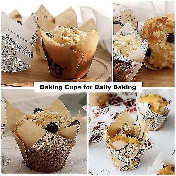 200 stk. Cupcake Liner Tulip Cupcake Muffin Liners - 2 tommer Standard Papir