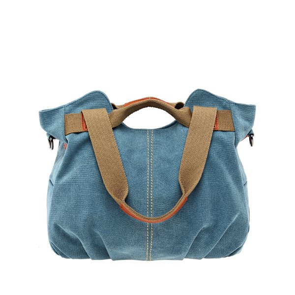 Dames Canvas Tote Bulk Wallet Tote Retro Casual Rygsæk, Blå