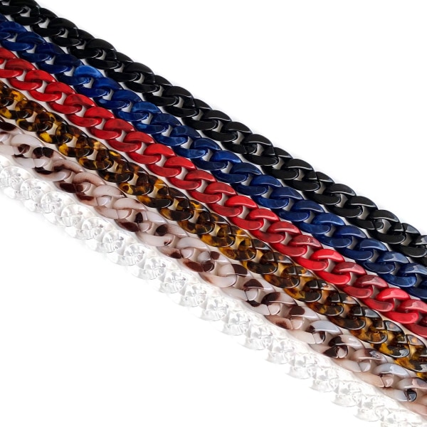 2 kpl Leopardilaukkuhihnan ketjut（76,5 cm）, Hartsi laukkuhihnan reunaketjut korvaavat hummerilukot DIY-laukuntekoon