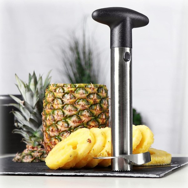 Ananas-skjærer 3 i 1 - Ananas-skreller laget av rustfritt stål, tåler oppvaskmaskin - Ananas-kjernefjerner - Ananas-kjernefjerner med skarpt blad