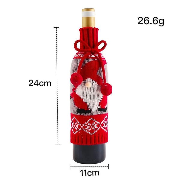 Pälsboll Båge Vinflaska Set Älg Äldre Snögubbe Stickad Vin Set Color3