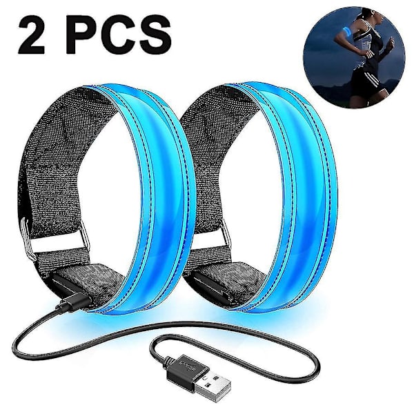 2 kpl juoksuvaloa juoksijoille Ladattava LED-nauha Heijastava Blue