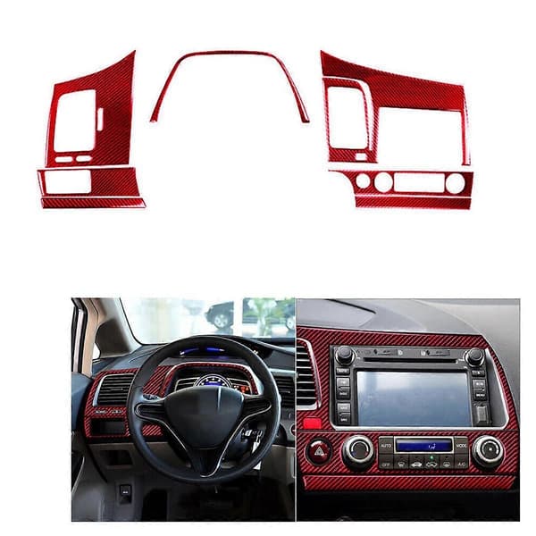 7 stk. for 8. 2006-2011 Rød Karbonfiber Dashbord Kit Deksel Trim