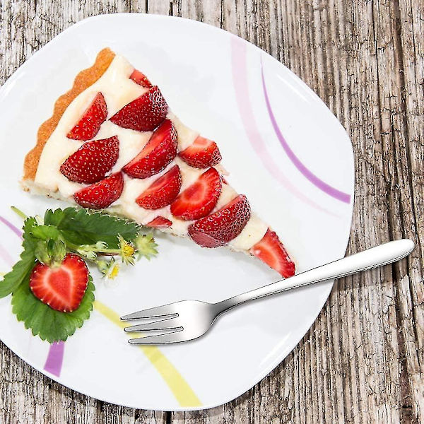 Dessertgafler, 6 stk. rustfrit stål dessertgafler, kagegafler, salatgaffel