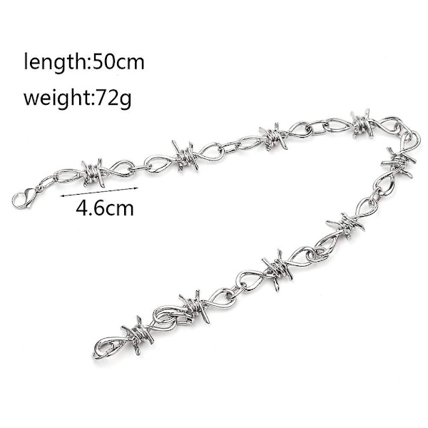 Unisex Gotisk Taggtråd Halsband - 20 Tum Hip Hop Taggtråd Halsband Kedja, Punk Smycken Present Till Män Kvinnor
