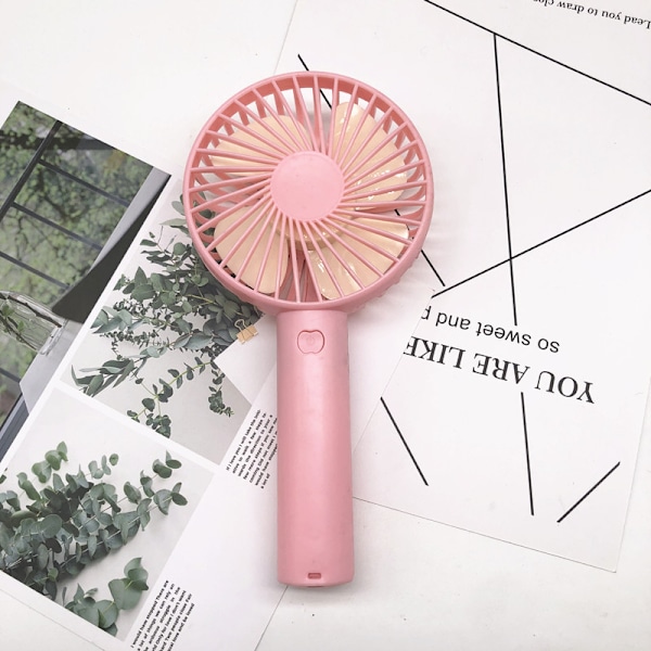 Handfläkt, Rosa Färg Liten Portabel Fläkt med 3 Hastigheter, USB Uppladdningsbar Handfläkt, Batteridriven Personlig Fläkt för Utomhusbruk, Inomhusbruk