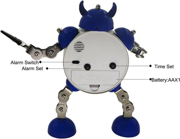 Modern robotlarm för barn - Analog tyst ljusklocka med blinkande ögon och handklämma