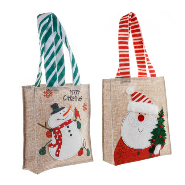 2 st jul bärbar presentpåse canvaspåse gammal tecknad snögubbe presentpåse godispåse äppelpåse julväska