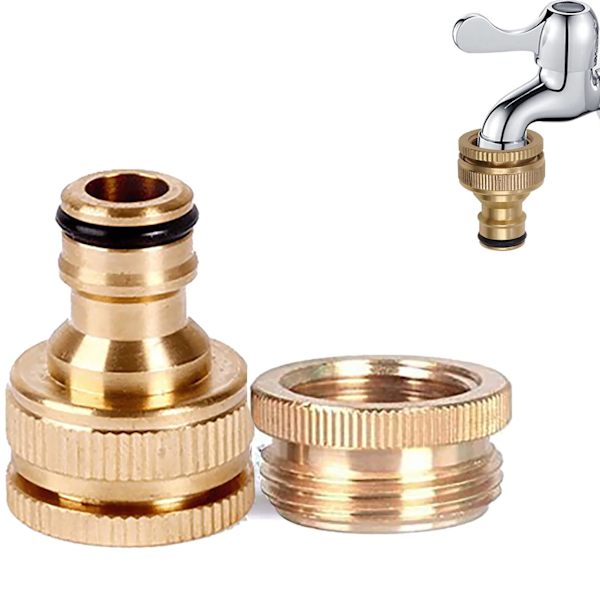 Messing hageslange utendørs kran kobling G 1/2 tommers gjenge hunn til GHT 3/4 tommers adapter 2-i-1 gjenge hurtig