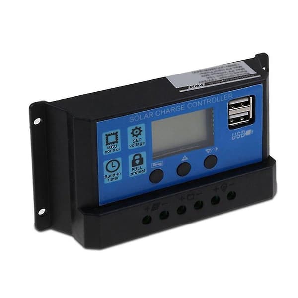 30A PWM solcellepanelregulator 12v-24v ladekontroller automatisk dobbel USB digital display for blybatterier LCD-samler