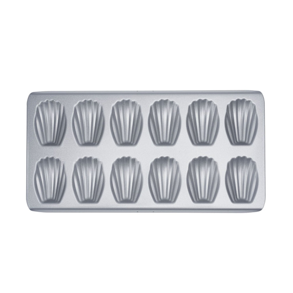 Plade til 12 madeleines - Tinplate - Genanvendeligt materiale - Mål: 40 x 23 cm