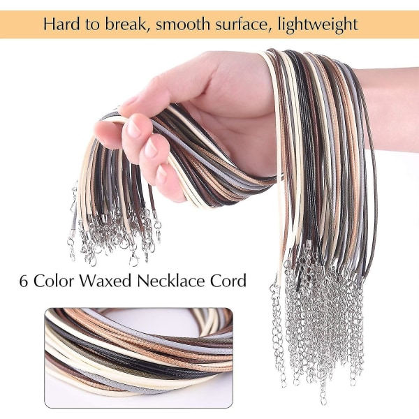 60 st vaxad halsbandssnöre med lås 6 olika färger halsband rep halsband tillbehör