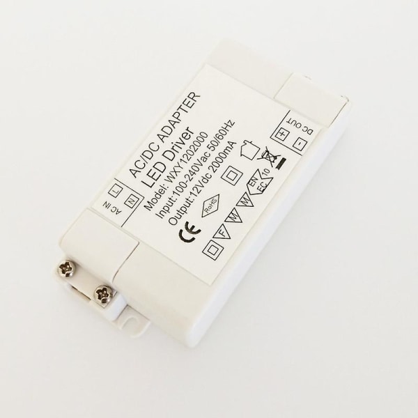12v LED strømforsyning, LED-transformator 24w AC 220v til 12v DC 2.0a LED-transformator, konstant spænding LED-driverkonverteradapter, til LED-strimler og Le