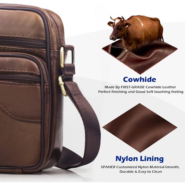 Herre Messenger Bag Ekte Lær Liten Herre Crossbody Bag Skulder Bag Vintage Business Vesker Crossbody Ryggsekker Clutches Multifunksjonell Reise