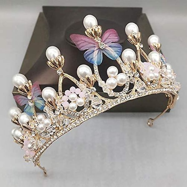 Krystall Tiara Krone Kvinner Blomst Sommerfugl Hodebånd For Bryllup Bursdagsfest