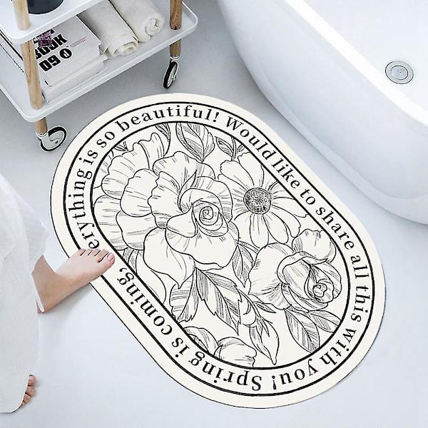 Badeværelse brusebad måtte dør måtte absorberende blomster tæppe indgang a, 60x90 cm