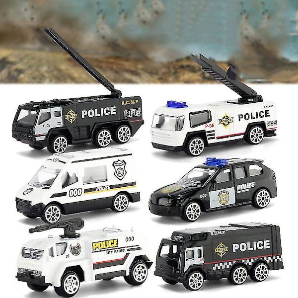 6 kpl autolelu Die-cast Metal Playset -ajoneuvomallit leluautot lapsille taaperoille pojille C