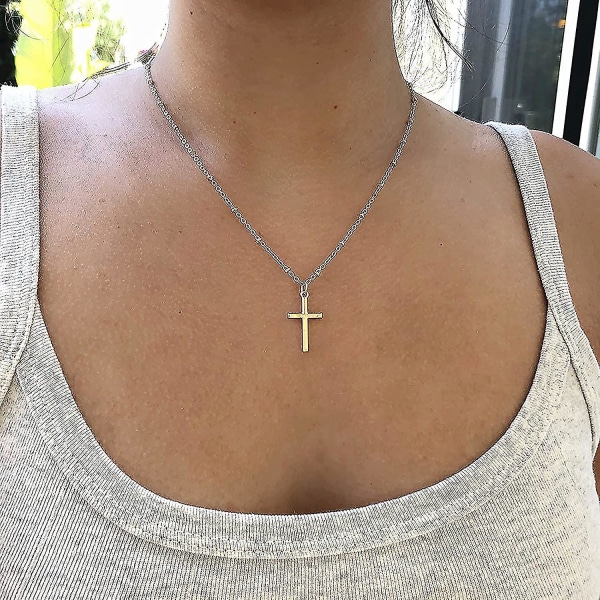 18k Guld/Silver Pläterat Enkelt Ond Öga Turkos Kors Hänge Halsband Choker Halsband Enkelt Litet Halsband För Kvinnor Flickor