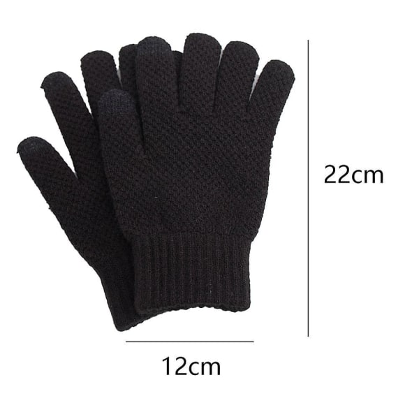 Winter Touch Screen Gloves Thermal Fleece Lined Knitted Gloves Elastic Cuffs Black