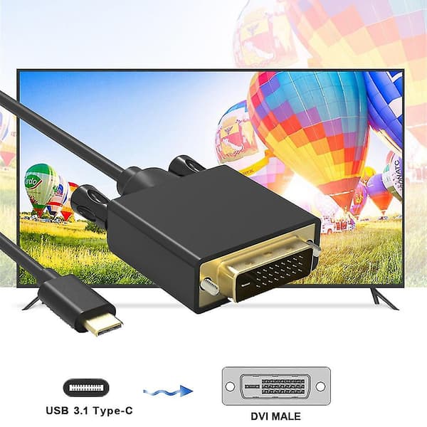 Usb Type C til Dvi-adapter Full 1080p Video Audio Konverterkabel Ledning