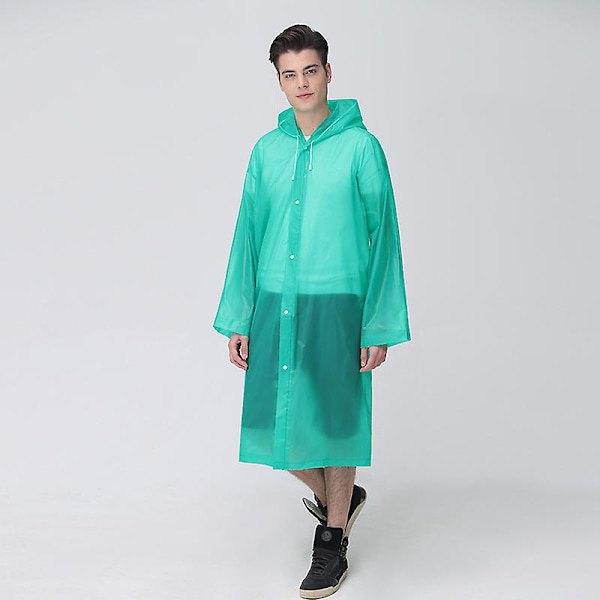 Återanvändbara regnponchos med huvor och ärmar Lätt regnkläder Green