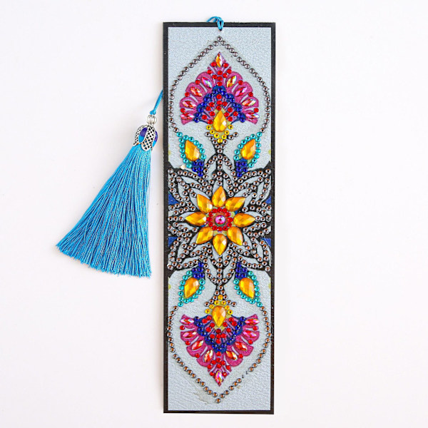 DIY Mandala Blomsterform Diamantmalet Læder Bogmærke Kvast Bogmærke, Stil 2