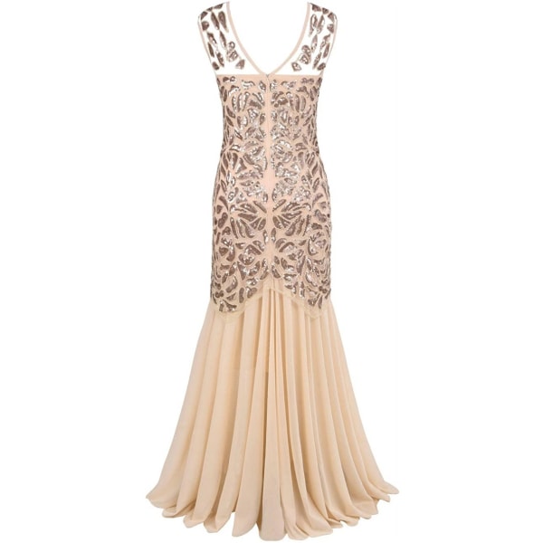 Gatsby lång balklänning med paljett från 1920-talet för kvinnor L
