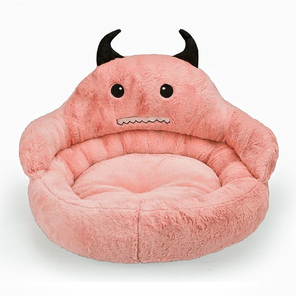 Husdjurstillbehör kanin sammet liten monster husdjursbo kreativ madrass hundbo höst vinter varm kattbo brun färg 40*45*25cm