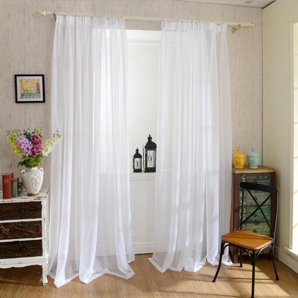 Linen Look Korte Voile Gordijnen voor Woonkamer, Slaapkamer, Woonkamer