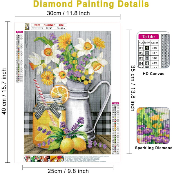 DIY 5d Citron Diamantmålning Kit Sommar Diamantkonst Kit Ädelstenar