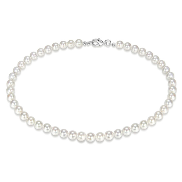 18 tommers kunstig perle halskjede for kvinner og menn, 8 mm runde hvite perle choker halskjede mote smykker gave