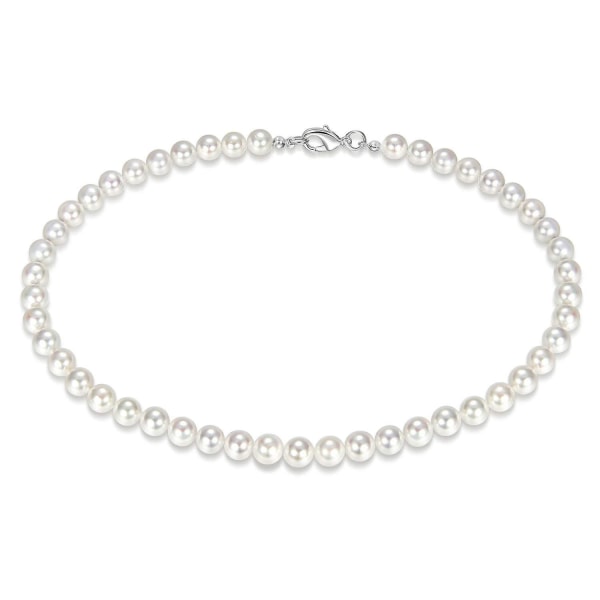 18in konstgjorda pärlhalsband för kvinnor män, 8 mm rund vit pärlhalsband choker halsband mode smycken present