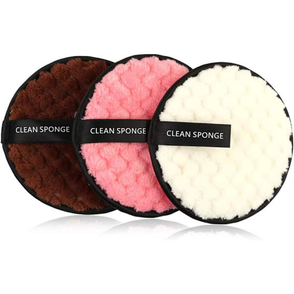 3 stk. Makeup Remover Pads Vaskbare Bomuldssvamp Servietter Genanvendelige Makeup Fjernelse Ansigtsrensning Servietter Klud Hudpleje Makeup Pads Makeup Remover Microf