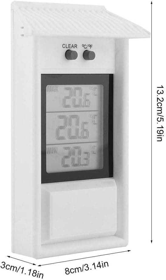 Innendørs/utendørs termometer, vanntett digital trådløs temperaturmonitor hvit