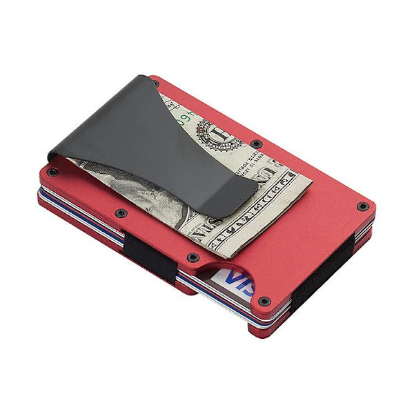 Slank tegnebog til mænd - Front Pocket Rfid Blocking Minimalist Wallet til mænd - Metal tegnebog med pengeseddelklemme