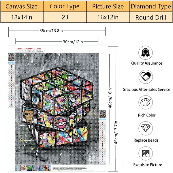 Graffiti Rubikin kuution DIY-timanttimaalaussarja 5D-timanttimaalaus