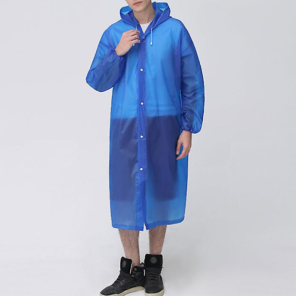 Återanvändbara regnponchos med huvor och ärmar Lätt regnkläder Blue Gem