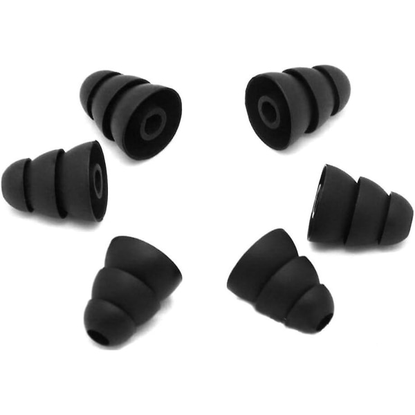 3 paria 6 kpl Kolmikerroksinen silikoni-in-ear-kuulokkeiden suojukset Cap vaihto-korvakärjet Tyylikäs ja suosittu