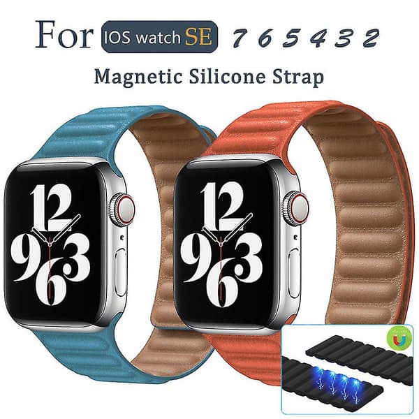 Magnetisk læderrem til IOS Watch Series, 42\\44\\45mm (khaki)