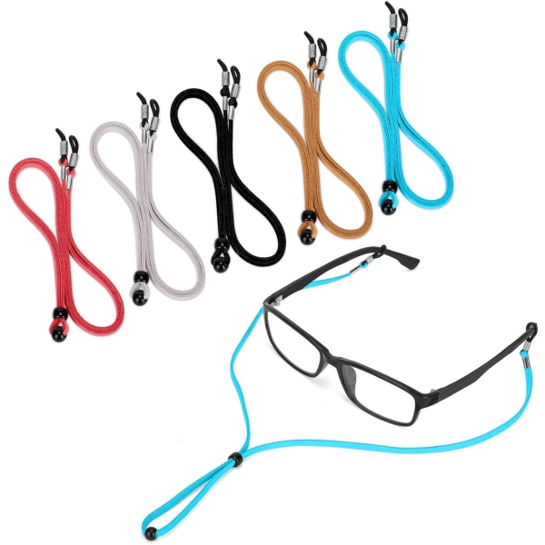 9 st högkvalitativa läderglasögonrem, halkskyddsglasögonkedjefäste, justerbar glasögonfixare, sportsolglasögonfästrem för män och kvinnor